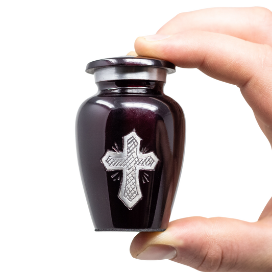 Maroon Cross Keepsake Urn